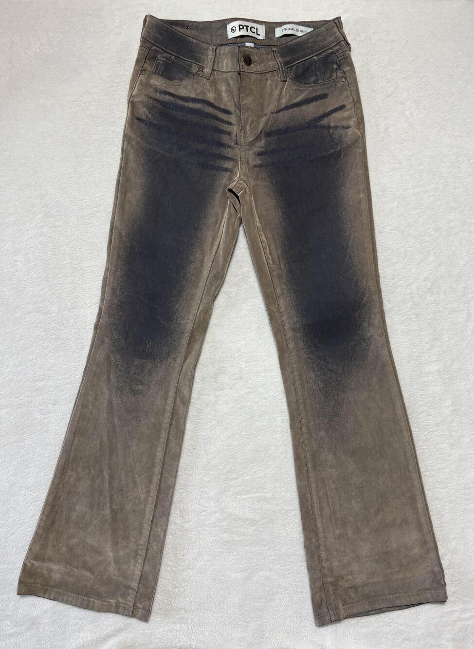PTCL Jeans Womens 27 Stretch Flare Pants Ethikal Brand Distressed Look